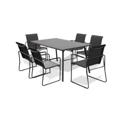 New 🔔 Australia Sale - Marquee 7 Piece Largo Dining Setting Charcoal 💯