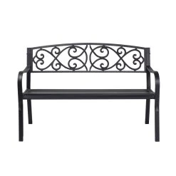 Flash Sale 😍 Australia Sale - Marquee 1.2m Black Steel And Cast Iron Mimosa Ornate Bench ⌛